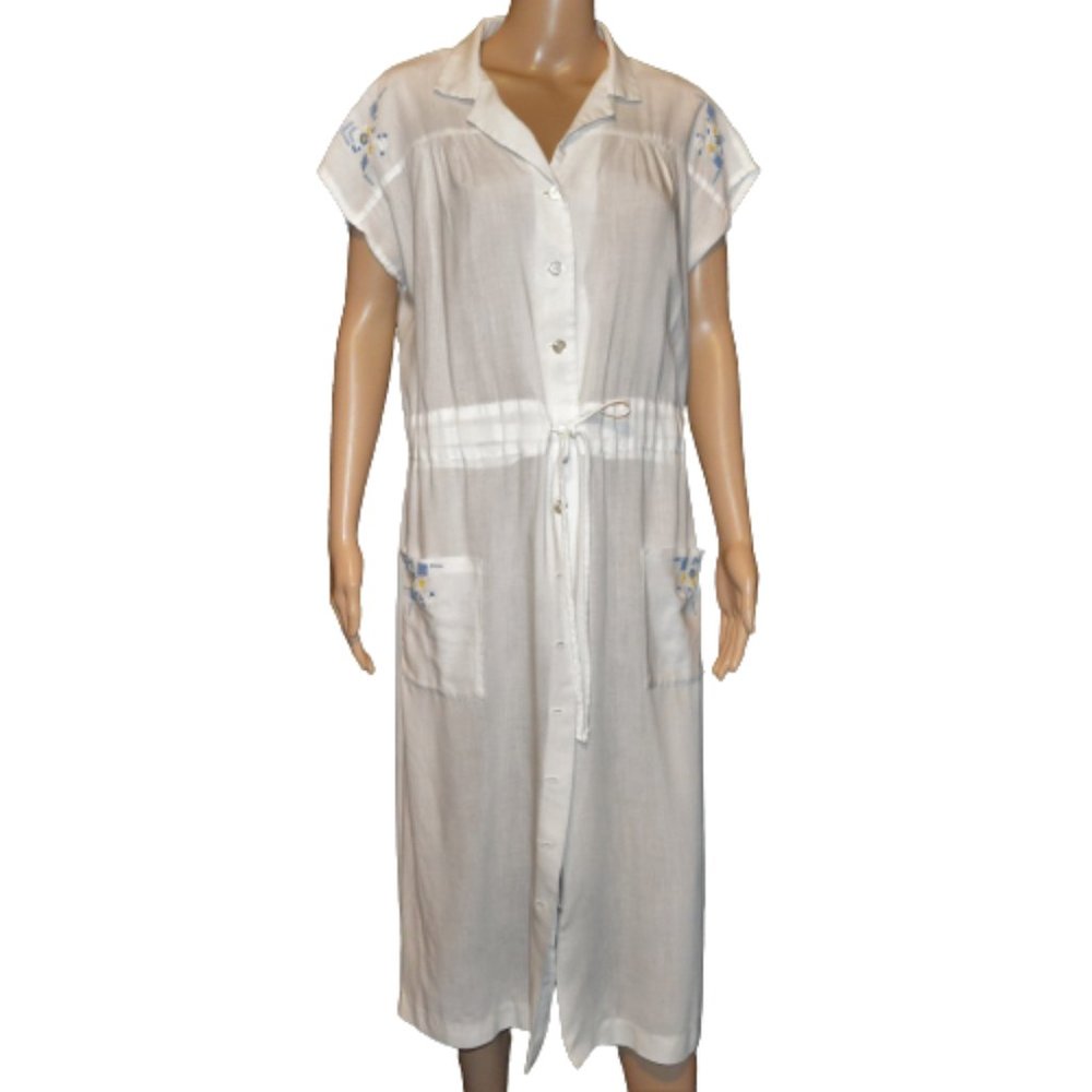 Vintage MCM Sheer 60s Super Simon Embroidered Dress with pockets